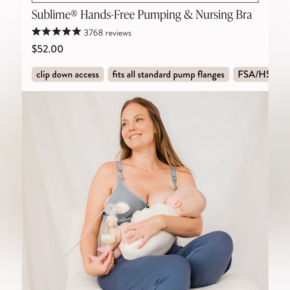 NWT! Sublime® Hands-Free Pumping & Nursing Bra | Grey - Busty 2 count!